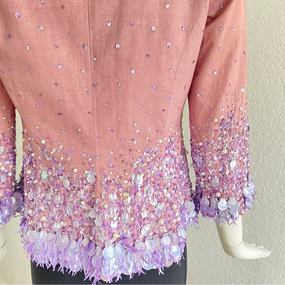 Vintage Anna Molinari Blumarine sequin embellished lavender pink jacket - Picture 7 of 16